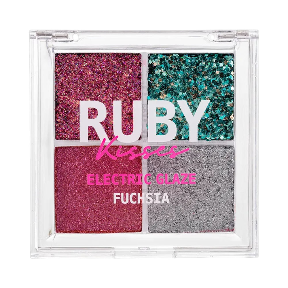Paleta de sombras Ruby Kisses Electric Glaze Fuchsia com quatro cores brilhantes